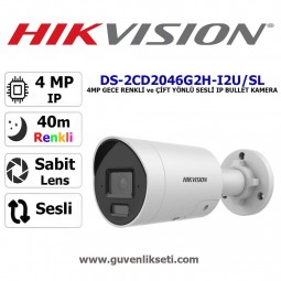 Hikvision DS-2CD2046G2H-I2U/SL 4mp Gece Renkli ve Çift Yönlü Sesli ip Bullet Kamera